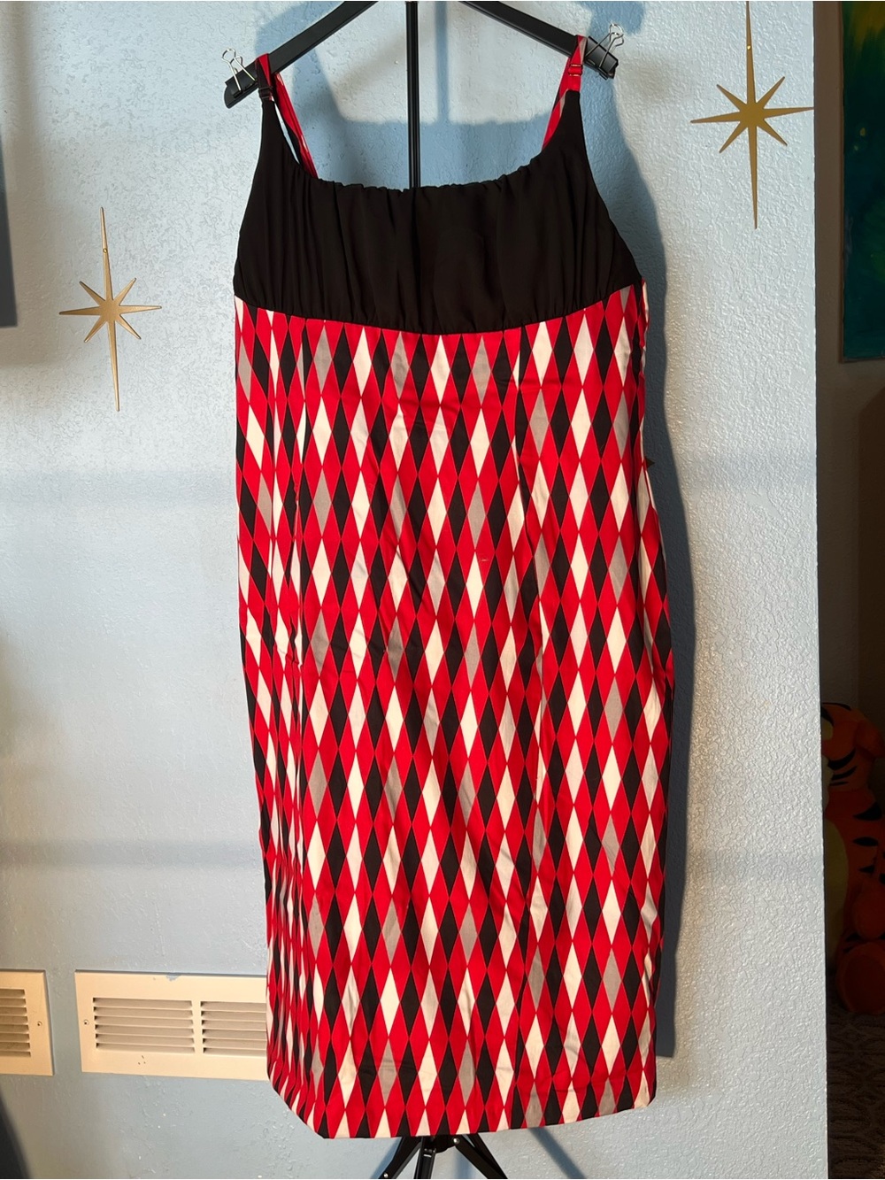 PUG red and black harlequin wiggle dress- Size 4X